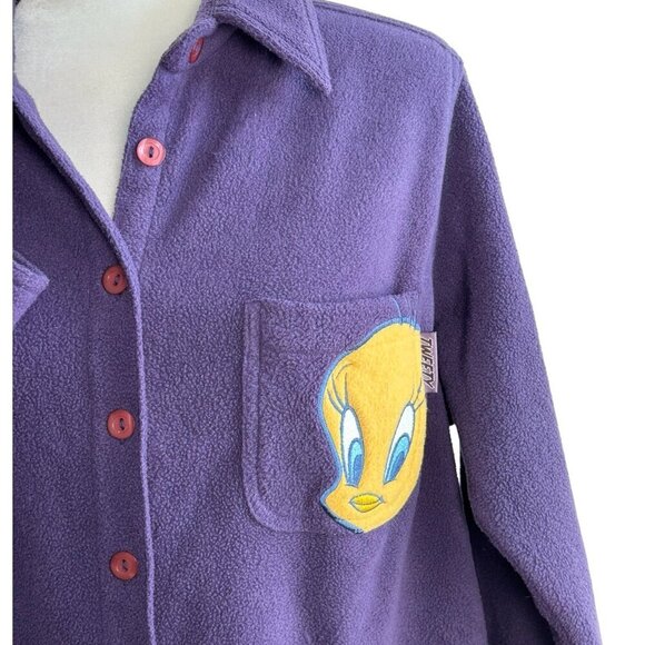 Looney Tunes 2001 Tweety Bird Fleece Shacket in Purple Women's Size 14W/16W - Picture 2 of 8
